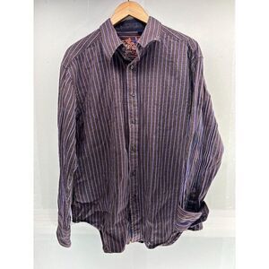 Robert Graham Shirt Men's 2XL XXL Flip Cuff Casual Button Down Dress Black READ